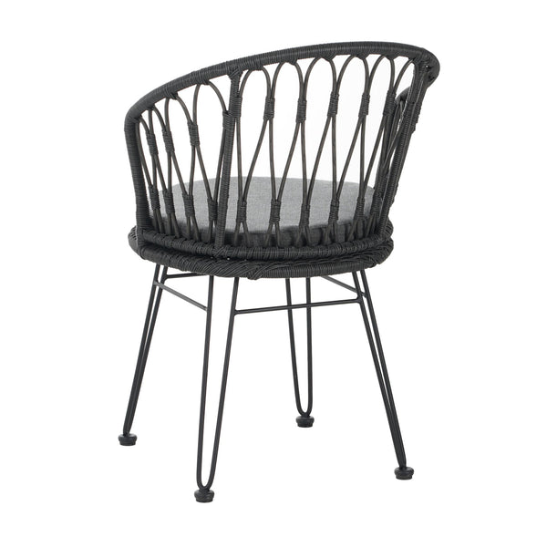 English Elm Christopher Knight Home® - TAVON Woven Rattan Dining Chairs (2-Pack) with Gray Cushions, Sturdy Iron Frame, 300 lb Capacity N762P240772E