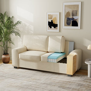 English Elm 69.6" Chenille Upholstered Loveseat with Spring Cushions and Metal Frame for Modern Spaces Beige W3568P431386