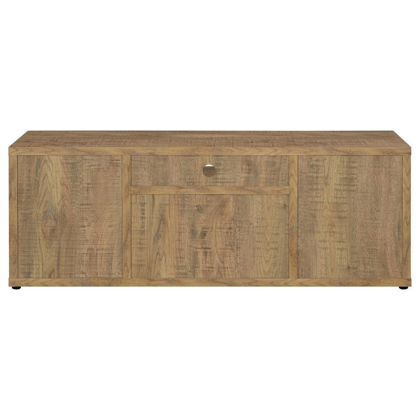 English Elm Noriega Rustic Mango Wood Three Piece Media Wall Unit with Open Shelving Storage B062S01718
