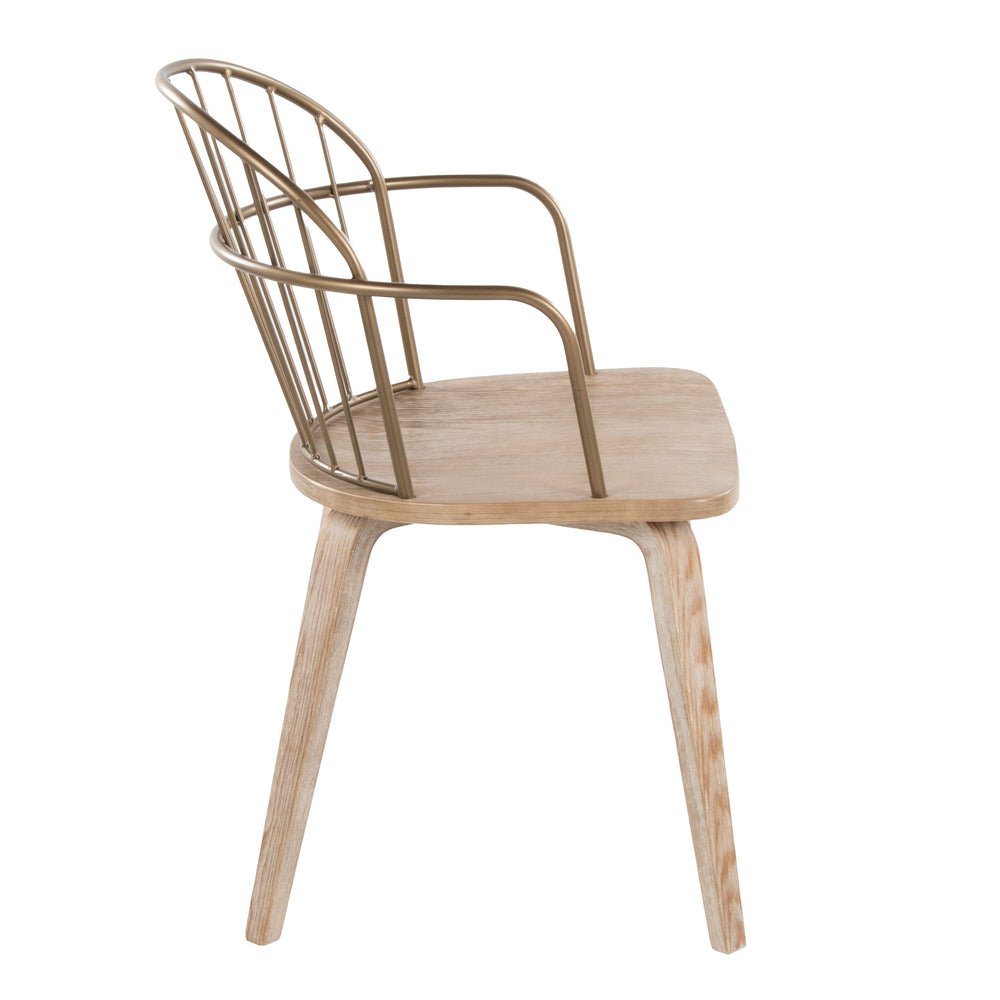 English Elm Riley Farmhouse Arm Chair Set of 2 — Whitewashed Wood Seat, Spindle Back & Antique Copper Accents, 250 lb B202S01290