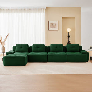 English Elm 153" Luxurious Modern L-Shaped Sectional Sofa With Movable Ottoman, Deep Seats, Tufted Design & More! W714S01490