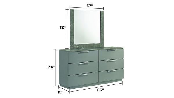 English Elm Elara King 4-Piece Bedroom Set With High-Gloss Marble Finish, Led Lighting & Metal Legs - Gray B009S01568