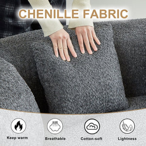 English Elm Curved Chenille Sectional Sofa Deep Seat Cloud Cushions Four Seater Modern Living Room Grey W3505P456567
