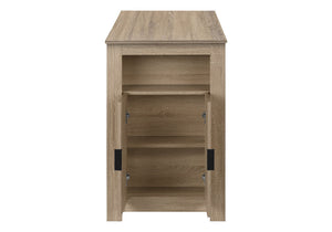 English Elm Dining 48" Counter Height Rectangular Table with Side Storage Cabinet and Open Shelf, Modern Design taupe 51 L x 27 W x 5 H B2710P286996