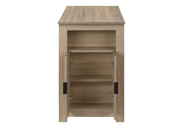 English Elm Dining 48" Counter Height Rectangular Table with Side Storage Cabinet and Open Shelf, Modern Design taupe 51 L x 27 W x 5 H B2710P286996