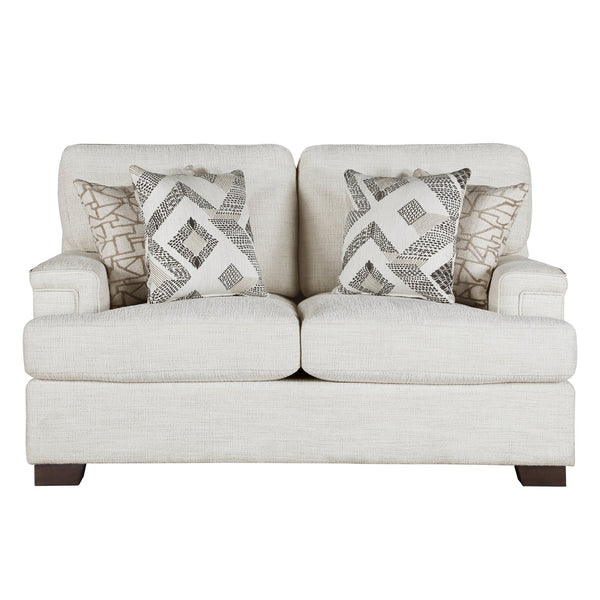 English Elm Modern Orson Cream Chenille Loveseat with Espresso Wood Legs, 4 Accent Pillows, 66" Spacious Comfort B011P256683