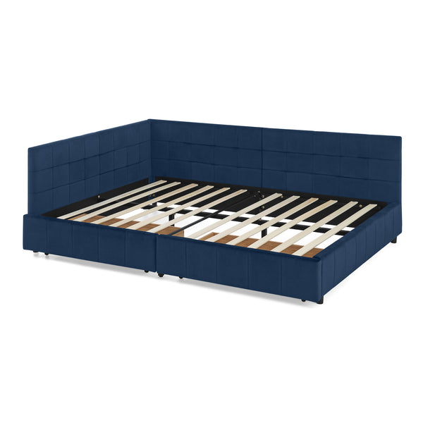 English Elm Full Size Upholstered Tufted Bed Frame With Storage, Dark Blue Velvet Sofa Bed For Stylish Living Rooms W487S00304
