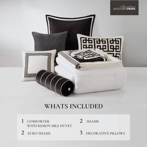 English Elm 8 Queen Jacquard Oversized Duvet Comforter Set with Euro Shams, Decorative Pillows, Plush Polyester fills Multicolor 22.83 L x 18.9 W x 16.14 H B035P319229