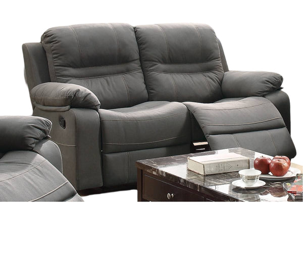 English Elm Contemporary Plush Breathable Leatherette Loveseat with Pillow-Top Arms, Metal Recline and Modern Comfort Slate Blue 60 L x 32 W x 27 H B011P205568