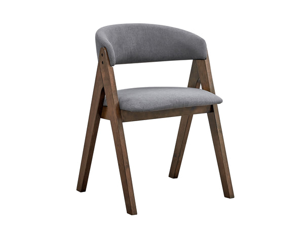 English Elm Keiki Modern Gray Fabric Side Chair Set of 2 with Padded Curved Back, Walnut Legs for Dining B2726P246309