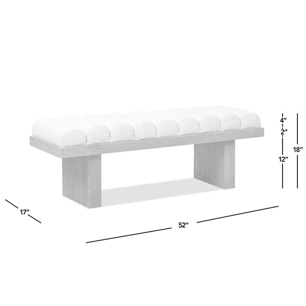 English Elm Jennifer Taylor Home - Bella 52" Upholstered Accent Bench Ivory White Boucle – Channel Tufted Modern Seat, 300lb Capacit B2719P292908