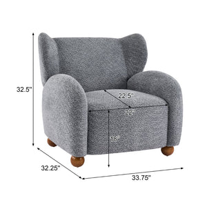 English Elm Wingback Boucle Accent Chair with Rounded Legs for Living Room or Reading Nook N776P376365B