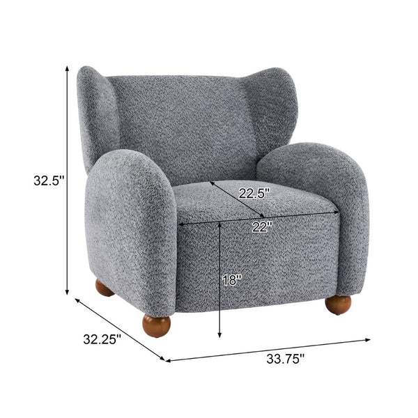 English Elm Wingback Boucle Accent Chair with Rounded Legs for Living Room or Reading Nook N776P376365B