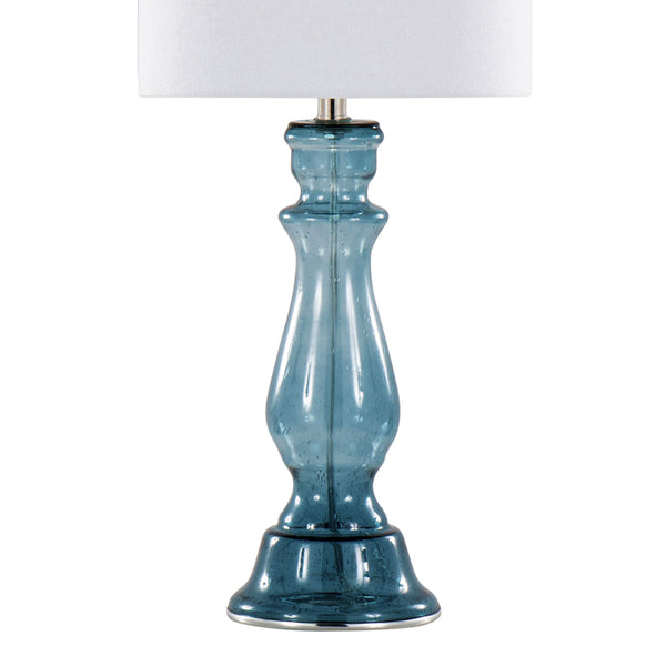 English Elm Bishop 24" Contemporary Seeded Glass Table Lamp Set of 2 with Brushed Nickel Base and White Linen Shade Blue B202P224034