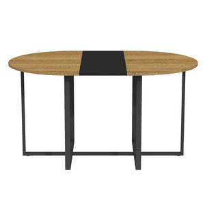 English Elm Sn-ovt150-6-wdbk Two-tone Oval Dining Table Wood Grain Mdf Top Modern Family Kitchen W3875P372896