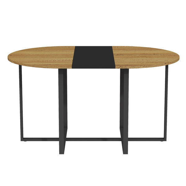 English Elm Sn-ovt150-6-wdbk Two-tone Oval Dining Table Wood Grain Mdf Top Modern Family Kitchen W3875P372896