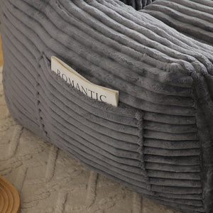 English Elm Giant Plush Bean Bag Chair with Armrests and Footstool for Ultimate Comfort, Durable Corduroy Lounge Sofa Grey W1117P309391