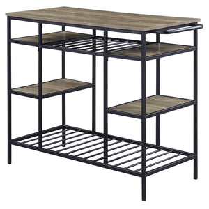 English Elm Rustic Kitchen Island With Open Shelving And Sturdy Black Frame – Perfect For Storage & Prep B062P184581-GIGA