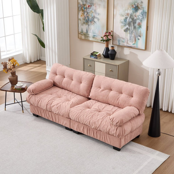 English Elm Cloud Modular Sectional Sofa Deep Seat Flannelette Upholstered Living Room Couch Pink W2120S00020