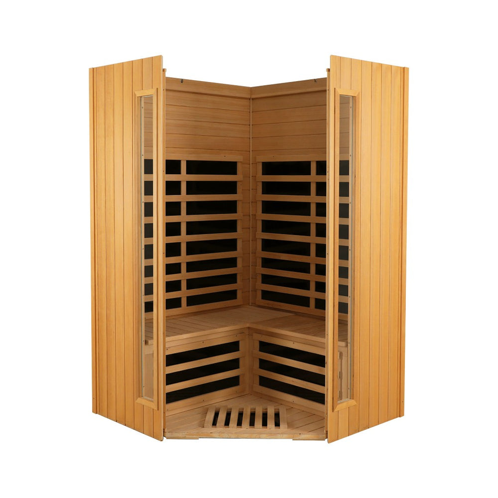 English Elm Two Person Hemlock Wood Far Infrared Home Sauna with Bluetooth and Led Lighting W2611P175995