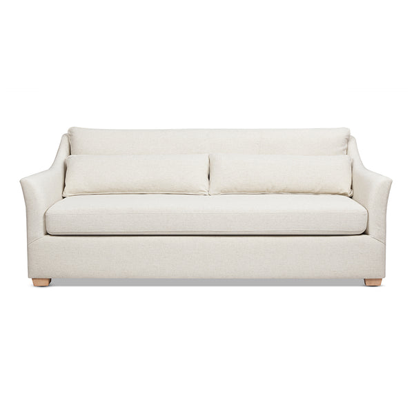 English Elm Jennifer Taylor Home - Ada 83" Flared Arm Contemporary Sofa with Removable Covers, 3-Layer Foam Bench, Lumbar Pillow, Flax White Linen B2719P238347