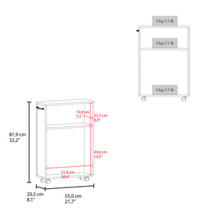 English Elm Datto White Storage Cart with Casters – Engineered Wood Multi-Compartment Organizer for Bathroom B092P361963