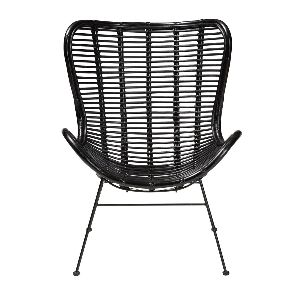 English Elm Modern Handcrafted Rattan Accent Chair with Black Metal Frame for Boho Living Spaces B2750P470080