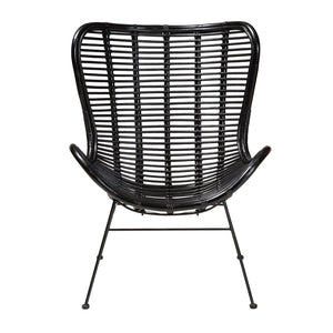 English Elm Modern Handcrafted Rattan Accent Chair with Black Metal Frame for Boho Living Spaces B2750P470080