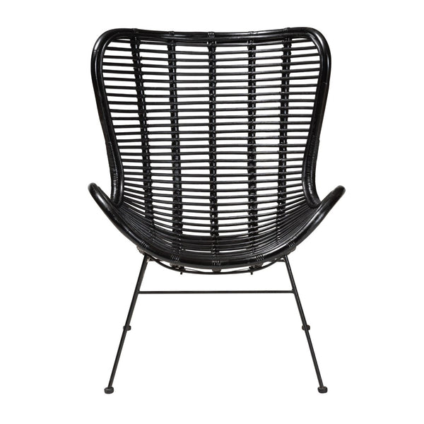 English Elm Modern Handcrafted Rattan Accent Chair with Black Metal Frame for Boho Living Spaces B2750P470080