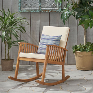English Elm Christopher Knight Home® - CASA Acacia Rocking Chair with Water-Resistant Cushions, Rustic Outdoor Comfort & Smooth Rocking Motion Brown 46.5 L x 29.5 W x 9 H 64272.00