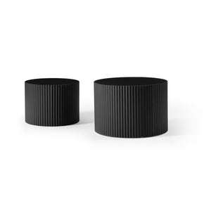 English Elm BLACK Nesting Table Set of 2 — Handcrafted Round MDF Coffee Tables, Relief Sides, 23.6"/18.9" Sizes W876P252128