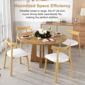 English Elm Retractable Rock Slab Dining Set with Leather Wrapped Base for Compact Apartments W2700S00108