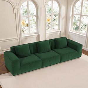 English Elm 118-Inch Modular Sofa Bed - Versatile Green Corduroy Cloud Velvet For Stylish Comfort & Functionality W3147S00029