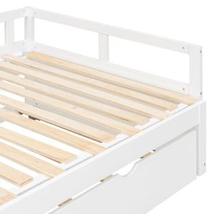 English Elm Extending Twin Daybed with Pull Out Trundle Solid Pine Wood Frame Guest Room N708P336535K
