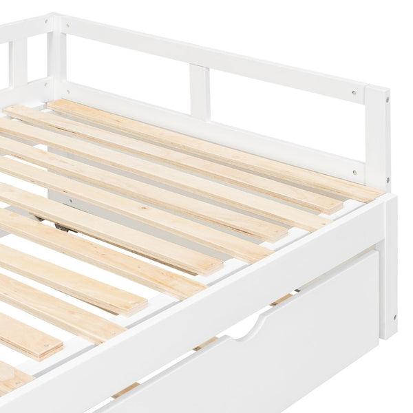 English Elm Extending Twin Daybed with Pull Out Trundle Solid Pine Wood Frame Guest Room N708P336535K