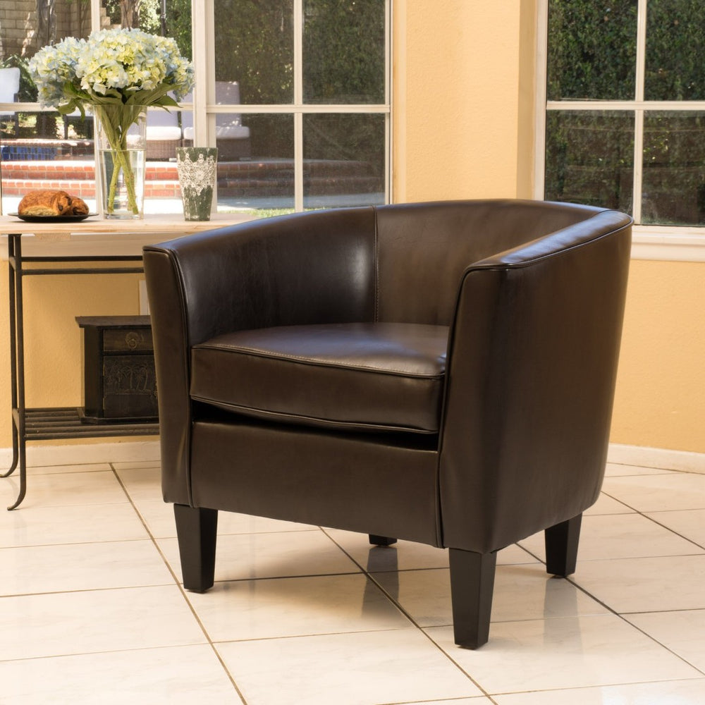 English Elm Club Chair Bonded Leather Tub Seat with Birch Legs for Modern Living Spaces 56991.00