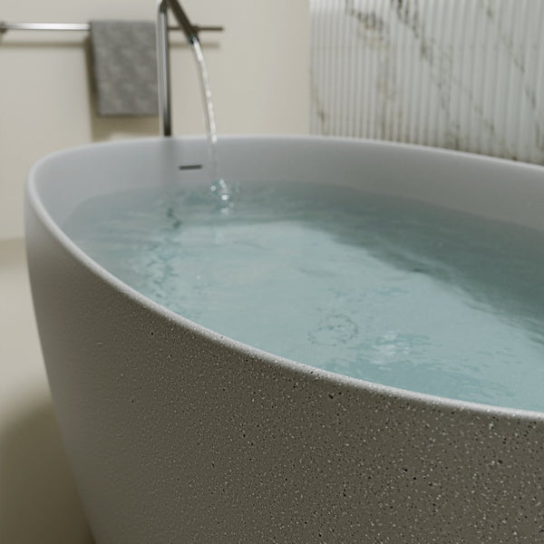English Elm 47'' Stone Resin Freestanding Soaking Tub Sculptural Modern Bath with Drain Included W2753P478406