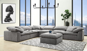 English Elm Naveen Gray Linen Modular Sectional Sofa with Ottoman — Customizable 7-Piece, Plush Foam Seats, Wooden Frame Comfort B2726S00084