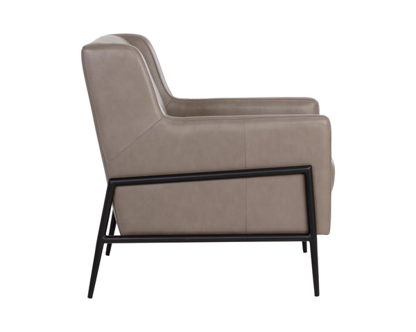 Sunpan Talula Lounge Chair - Alpine Grey Italian Leather with Black Steel Frame for Modern Elegance and Comfort