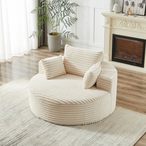 English Elm 55'l Corduroy Sleeper Chair Fluffy Lounge Seat for Bedroom or Media Room W834P413053