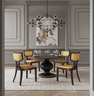 English Elm Dining Chairs Set of 2 Klismos Faux Leather Walnut Beech Frame Tailored Seating B365P415821