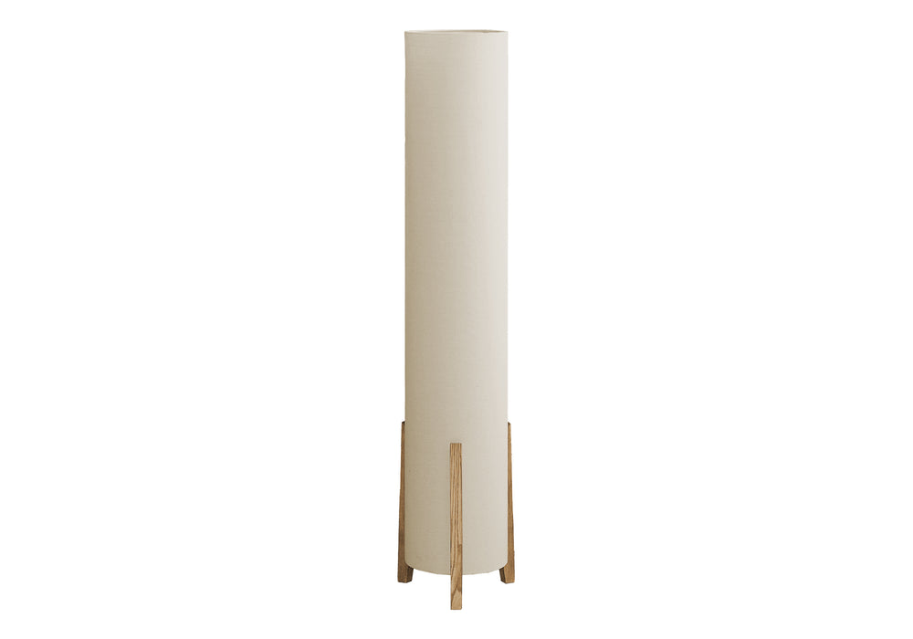 English Elm Lighting, 50" h Floor Lamp with Brown Wood-Look Base and Ivory Linen Shade, Contemporary Accent Light B2710P221312