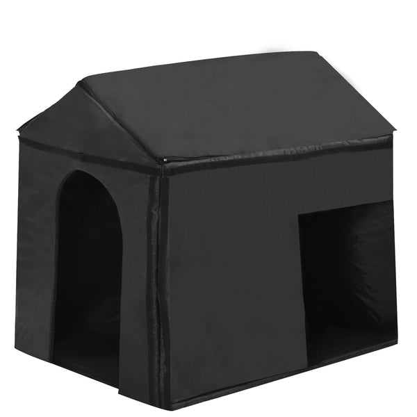 English Elm 60.2" Insulated Outdoor Dog House with Porch & Asphalt Roof, Elevated Pine Kennel for Dogs up to 120 lbs N704G201612A