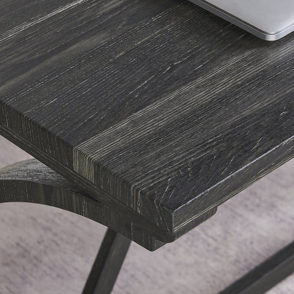 English Elm 59 Inch Bar Table Set with Power Outlet Rubberwood Frame and 3 Linen Stools Black W2972P385253