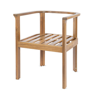 English Elm Outdoor Acacia Wood Dining Chairs Set of 4 Curved Arms Cushioned Patio Seating Cream,Teak N768P372905L_4