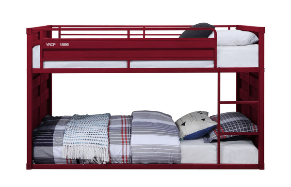 English Elm Cargo Metal Twin/Twin Bunk Bed with Right Ladder, 330lb Capacity per Bed, Durable Slat Support Red 84 L x 22 W x 4 H B2726S00342