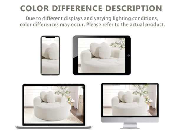English Elm Round Cloud Sofa Bed Waffle Fabric Memory Foam Convertible Couch for Small Space Living Beige W3224P491994