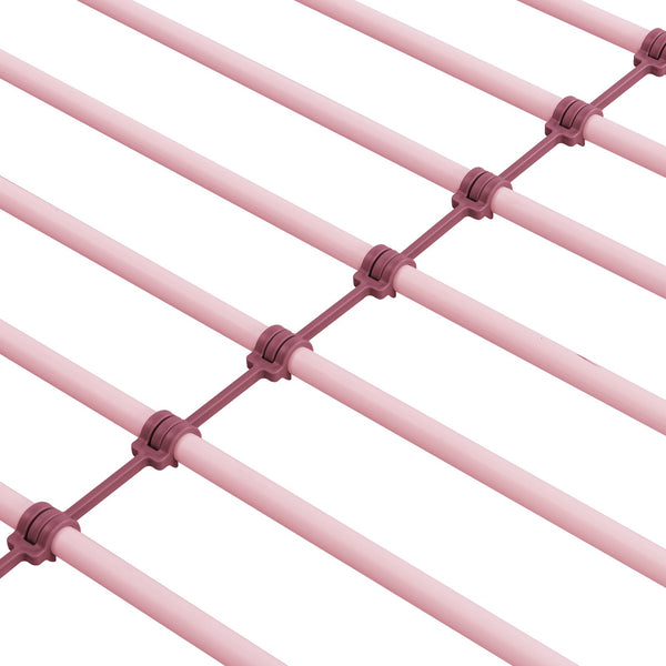 English Elm METAL Twin-Over-Twin Bunk Bed with Trundle Pink — Sturdy Steel Frame, Space-Saving, Quiet & Safe Steps W311P256413