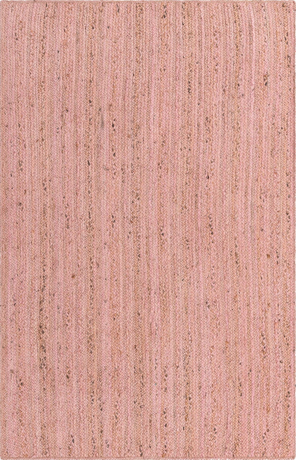 Unique Loom Braided Jute Dhaka Hand Braided Solid Rug Light Pink,  5' 1" x 8' 0"