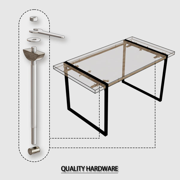 English Elm 59" Dining Table Set - Modern-Rural 4-Piece Mdf & Pu Armless Chairs With Black Metal Legs For Home W2189S00168